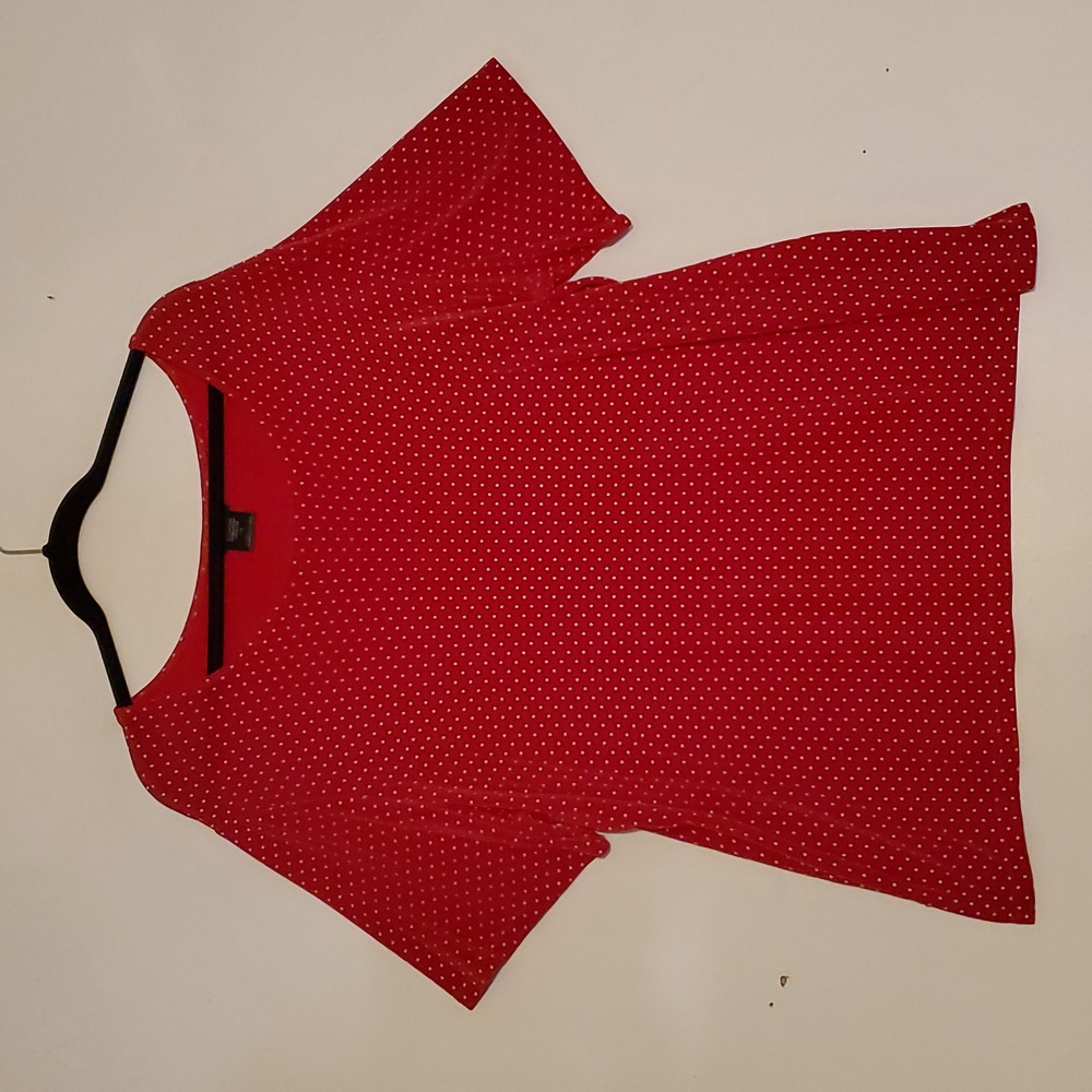 Citiknit Red Polka Dot Stretchy‎ Soft Blouse Top Plus Size Women Size 1X